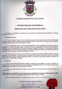 Condecoração  Honorífica atribuída à UA pela Câmara Municipal Ílhavo - Fundo da Universidade de Aveiro