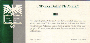 Convite para a Tomada de Posse do Reitor, Prof. Doutor Júlio Pedrosa - Fundo Universidade Aveiro
